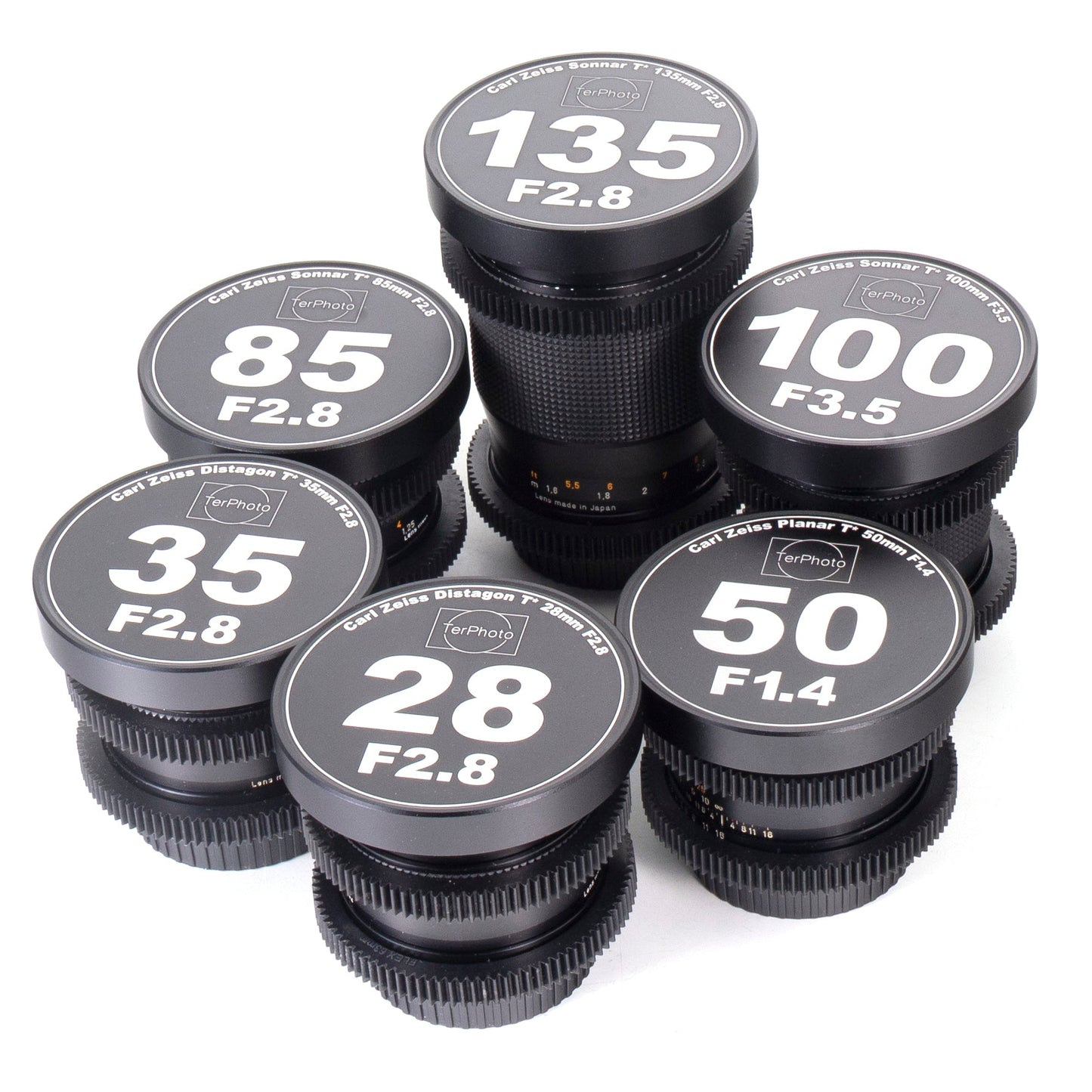 Carl Zeiss Contax T* 28/35/50/85/100/135mm Cine Modded Set For Canon EF w/ Case! - TerPhoto Store