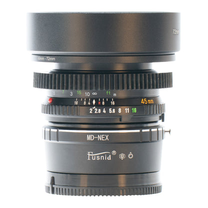 Minolta MD Rokkor 45mm F2 Cine Mod Lens w/ Anamorphic Bokeh For Sony E-mount!