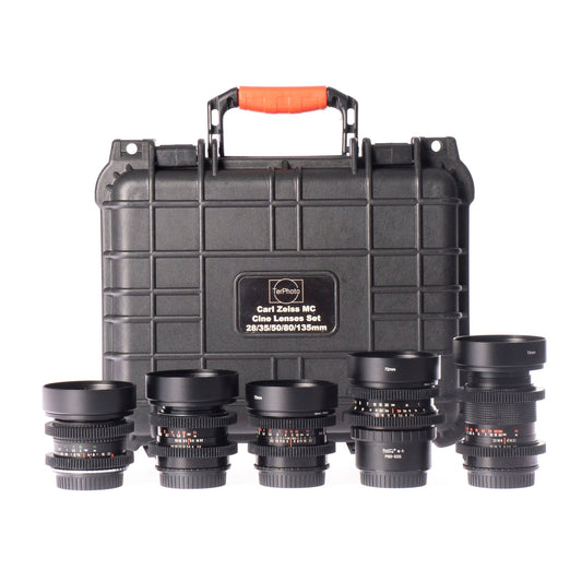 Carl Zeiss 28/35/50/80/135mm Cine Modded Lenses Set For Canon EF Mount w/ Case! - TerPhoto Store