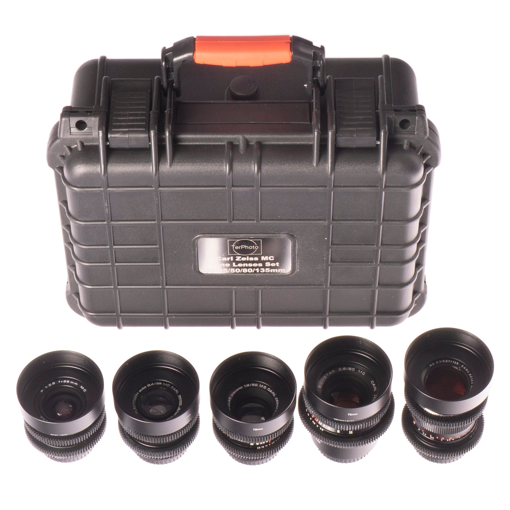Carl Zeiss 29/35/50/80/135mm Cine Modded Lenses Set For Canon EF Mount w/ Case! - TerPhoto Store