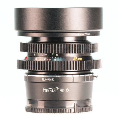 Minolta MD Rokkor 45mm F2 Cine Mod Lens w/ Anamorphic Bokeh For Sony E - mount! - TerPhoto Store