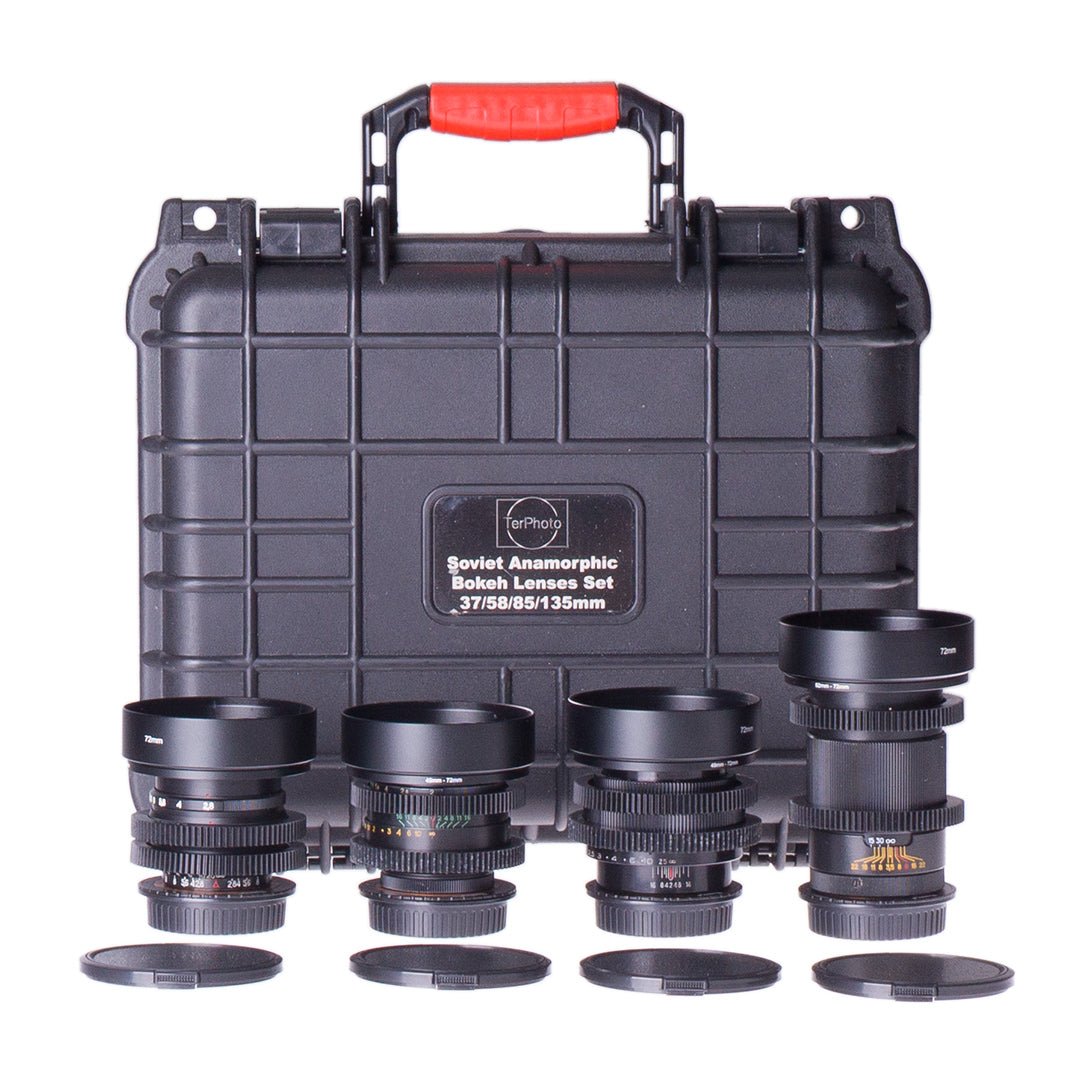 Soviet 37/58/85/135mm Cine Mod Set w/ Anamorphic Bokeh & Blue Flare | Canon EF! - TerPhoto Store