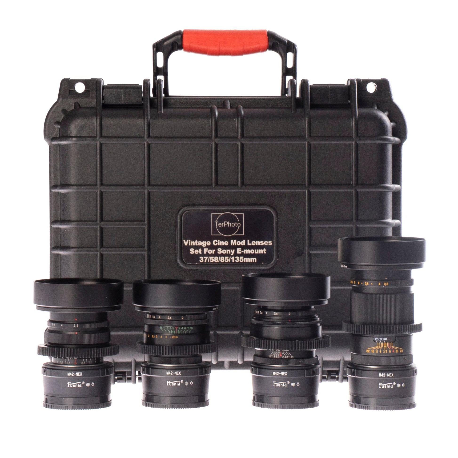 Vintage 37/58/85/135mm Cine Mod Prime Lenses Set For Sony E - mount w/ Case! - TerPhoto Store